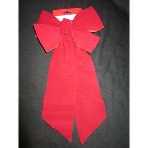 Large Red Velvet 4" Wide Ribbon Christmas Bow Wreath Fence Mailbox Holiday